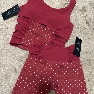 Astoria Merlot Polka Dot Workout Set